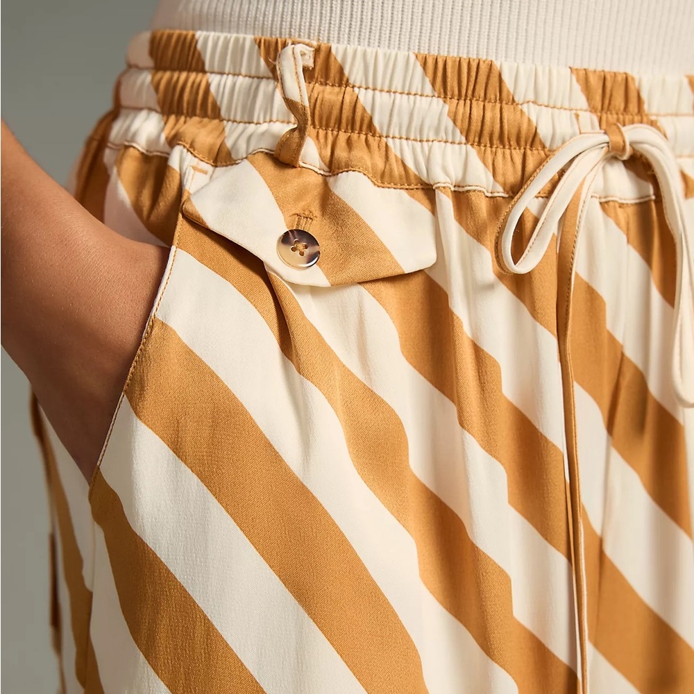 MAEVE by ANTHROPOLOGIE NWOT Straight Leg Pull On Silk Pants in Bronze - Picture 4 of 10